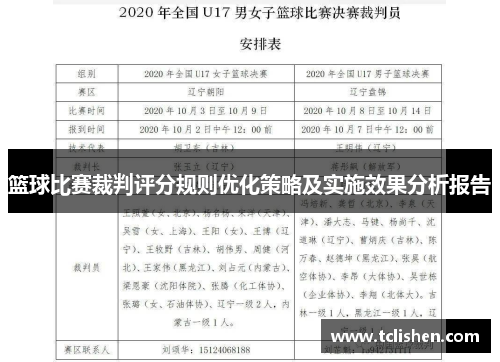 篮球比赛裁判评分规则优化策略及实施效果分析报告